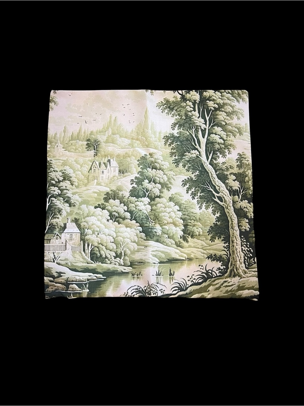 NEW French Country Green Toile Pillow Cover Manual Woodworkers & Weavers